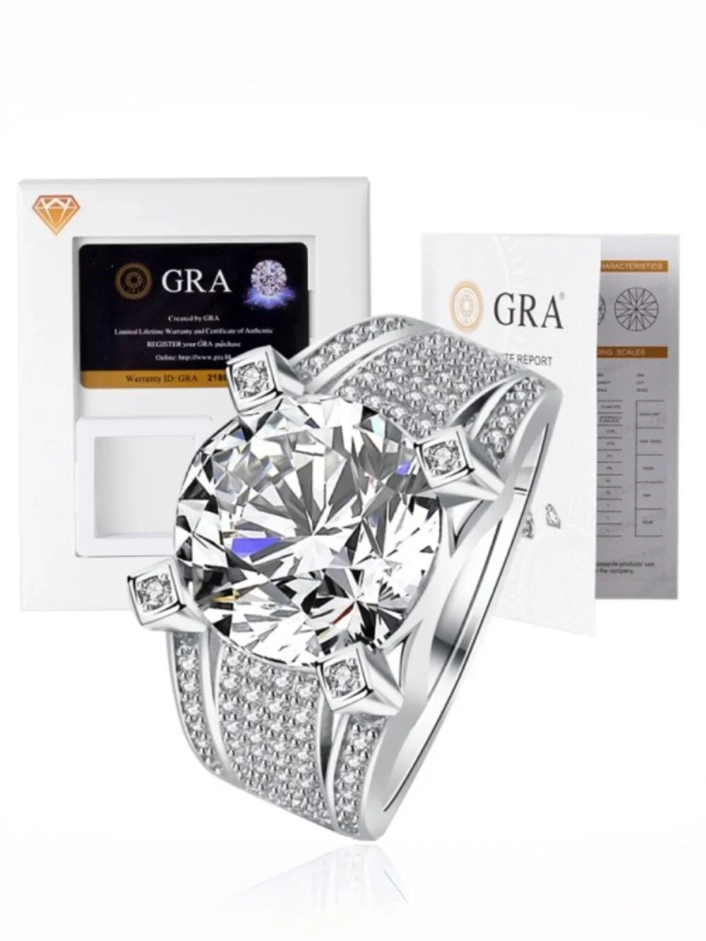 #Certified 5 ct. t.w. Moissanite Men Premium Bold GRA D Moissanite Ring